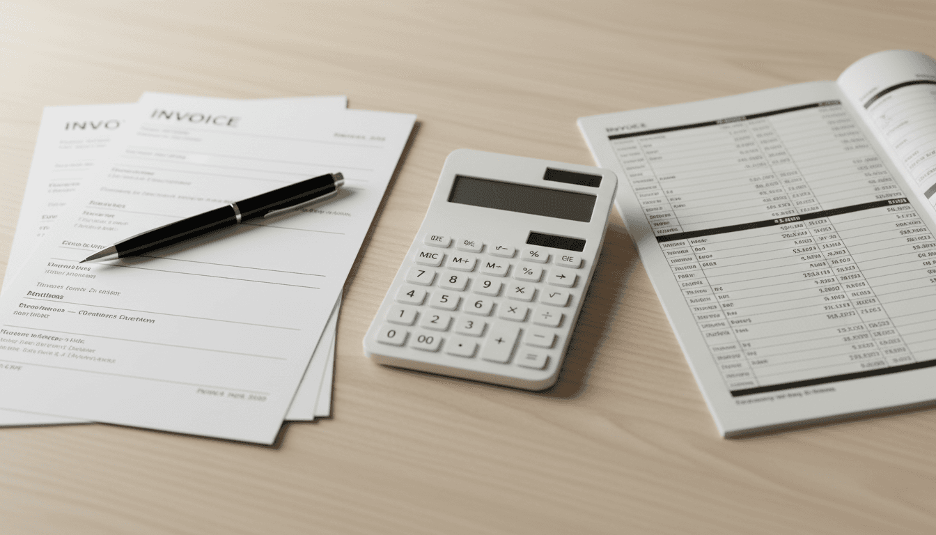 Organized invoices and accounting documents on desk